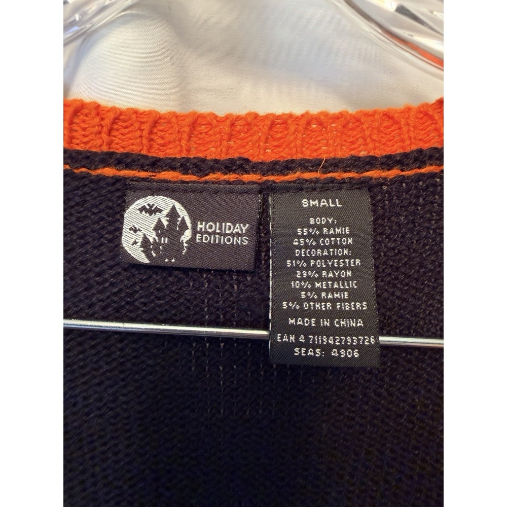 VTG Holiday Editions Size Small Halloween Sweater Vest Black Cat Sequins Knit - Picture 2 of 10
